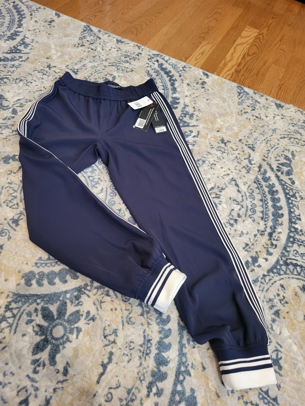 Liverpool Navy Blue Track Pants with White Side Stripes NWT Small